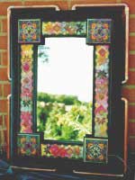 green mirror with copper